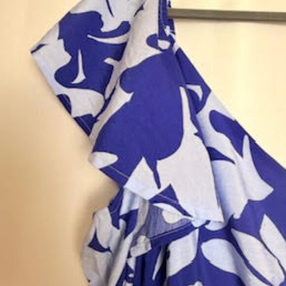 Nine West Blue White Floral Maxi Dress with Flutter Sleeve XL - Picture 6 of 9